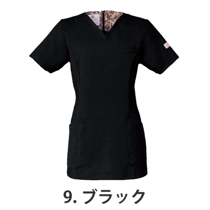 【ワコール】• 美シルエット レディスジップスクラブ（FOLK） 医療用白衣 HI700