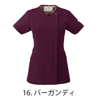 【ワコール】• 美シルエット レディスジップスクラブ（FOLK） 医療用白衣 HI704