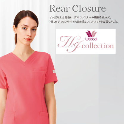 【ワコール】• 美シルエット レディスジップスクラブ（FOLK） 医療用白衣 HI700