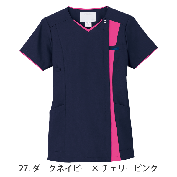 【ジップスクラブ】• 美シルエット レディスジップスクラブ（FOLK） 医療用白衣 7023SC