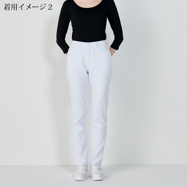【Wacoal】• 透け防止 レディスストレートパンツ（FOLK） 医療用白衣 HI301