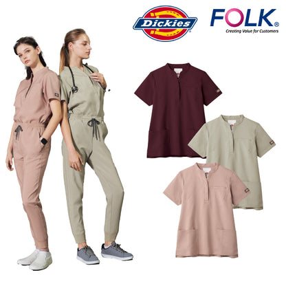 【Dickies】• スタンドカラー レディススクラブ（FOLK） 医療用白衣 7089SC