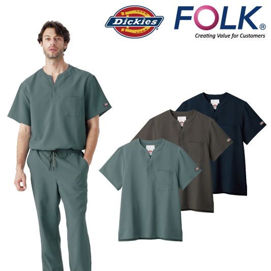 【Dickies】• スタンドカラー 男女兼用スクラブ（FOLK） 医療用白衣 7090SC