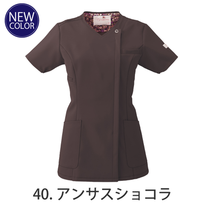 【ワコール】• 美シルエット レディスジップスクラブ（FOLK） 医療用白衣 HI704